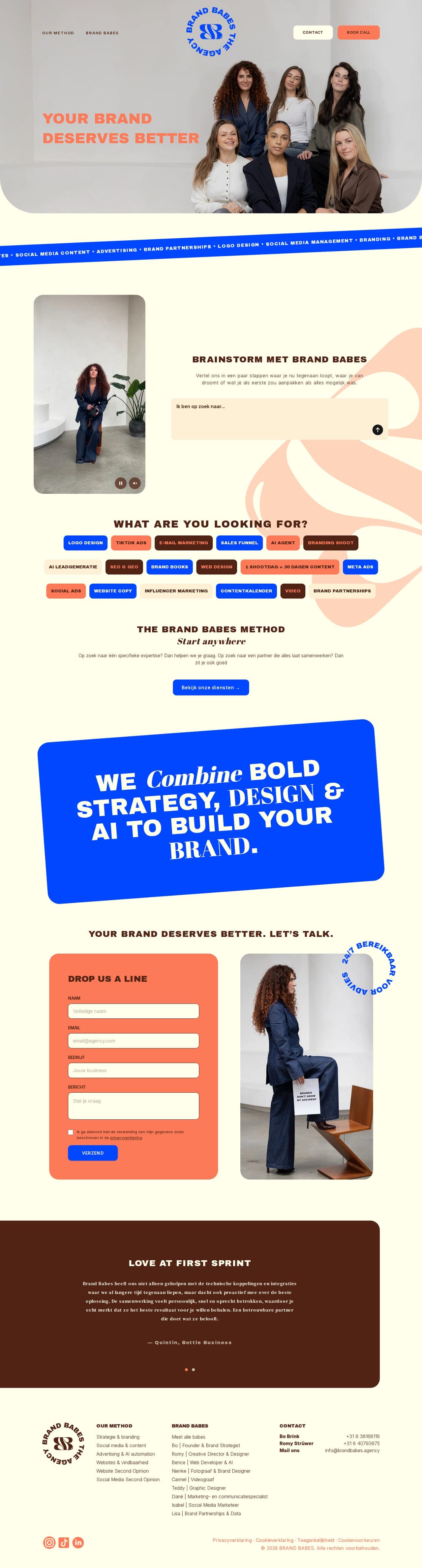 Screenshot van de website Brand Babes
