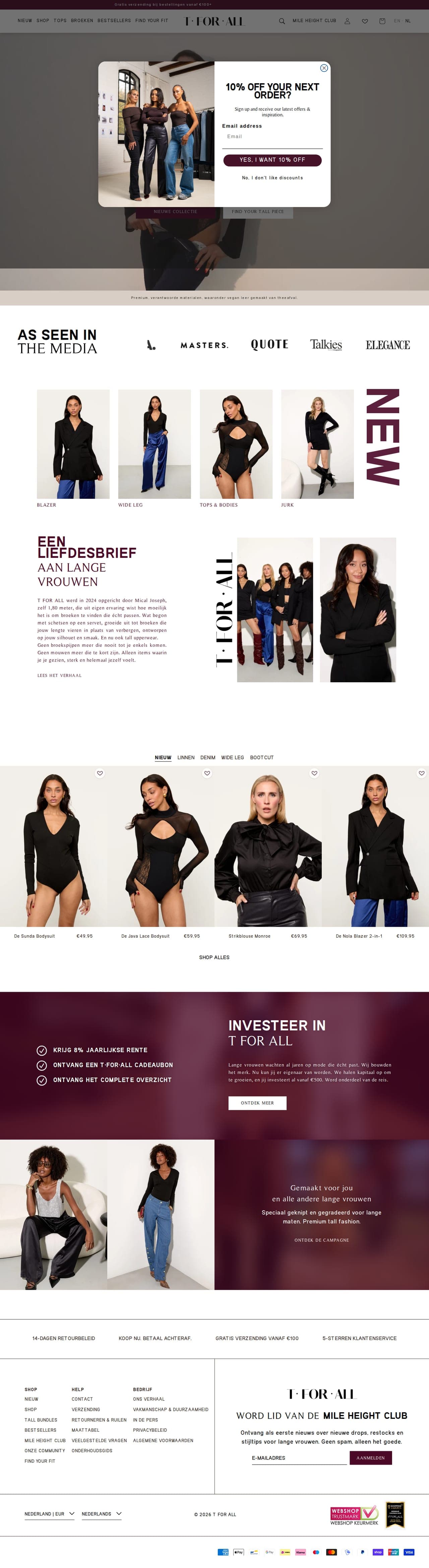 Screenshot van de website T For All Women